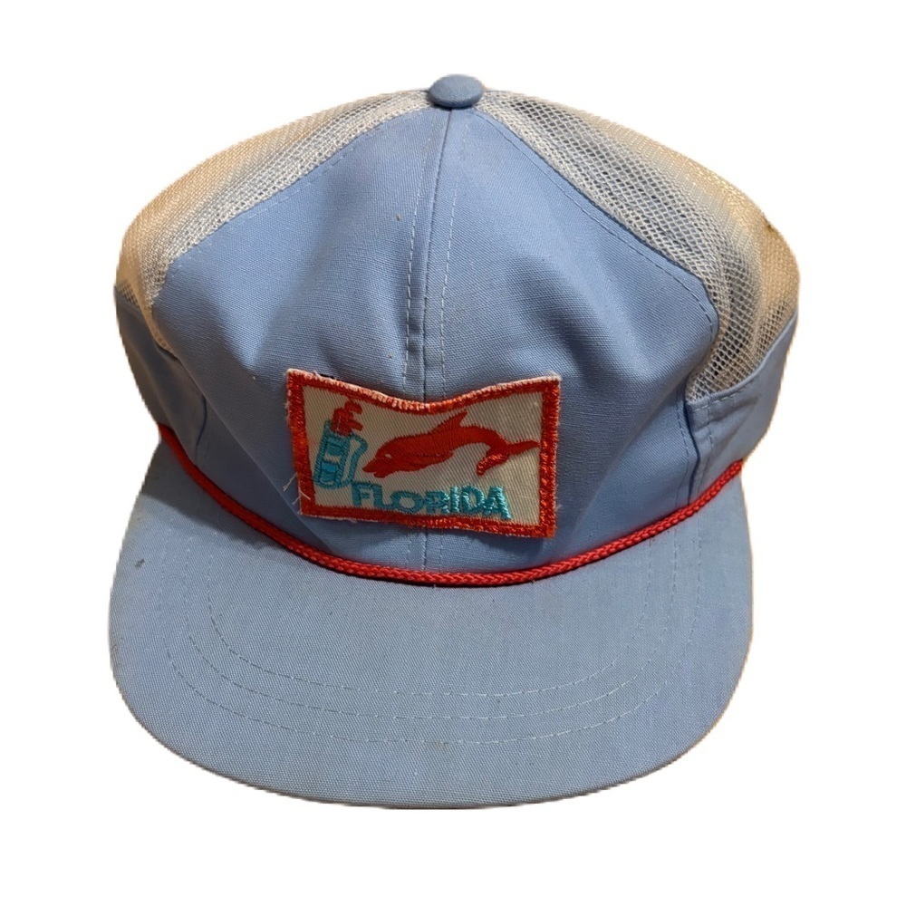 Vintage Florida Patch Fish Hat Golf Clubs Dolphin SnapBack Blue Orange